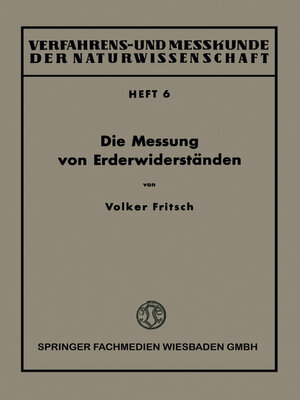 cover image of Die Messung von Erderwiderständen